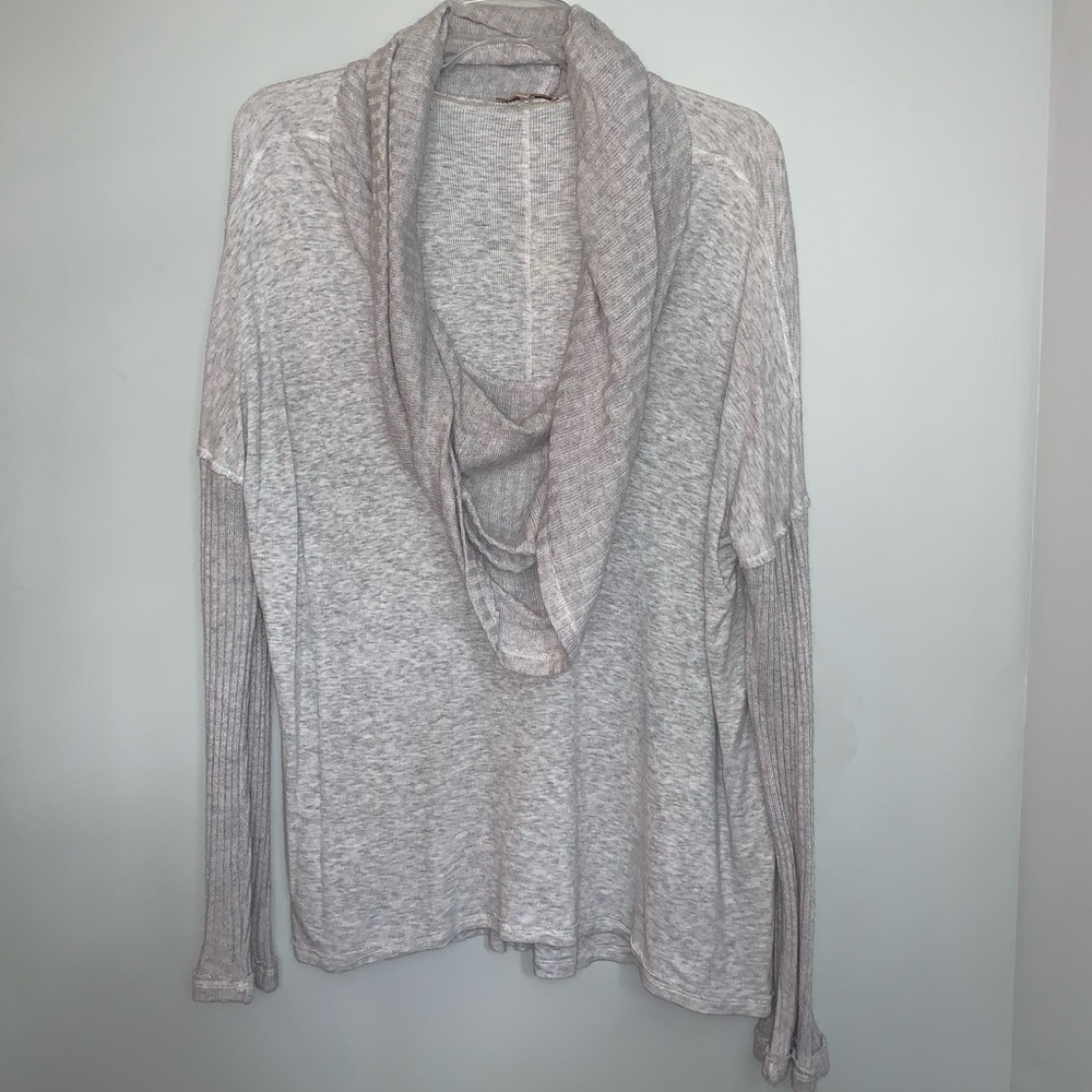 Bordeaux Heathered Light Gray Cowl Neck Sweater